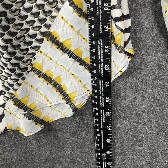 Hale Bob Womens Silk Sheer Abstract Print Blouse Yellow White Black Size XS EUC - Picture 5 of 8